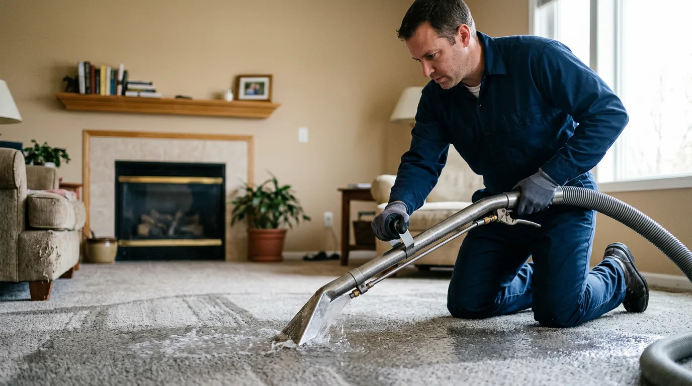 Water damage restoration technician working near Mullica Hill, NJ